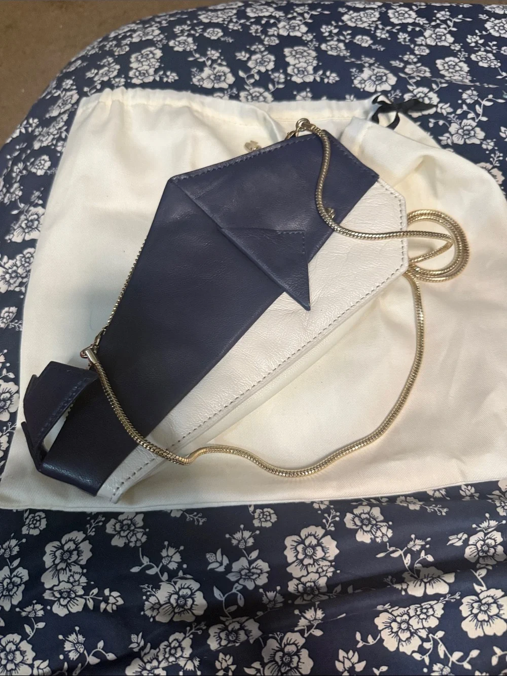kate spade Navy and White Two-Tone Leather Envelope Crossbody
